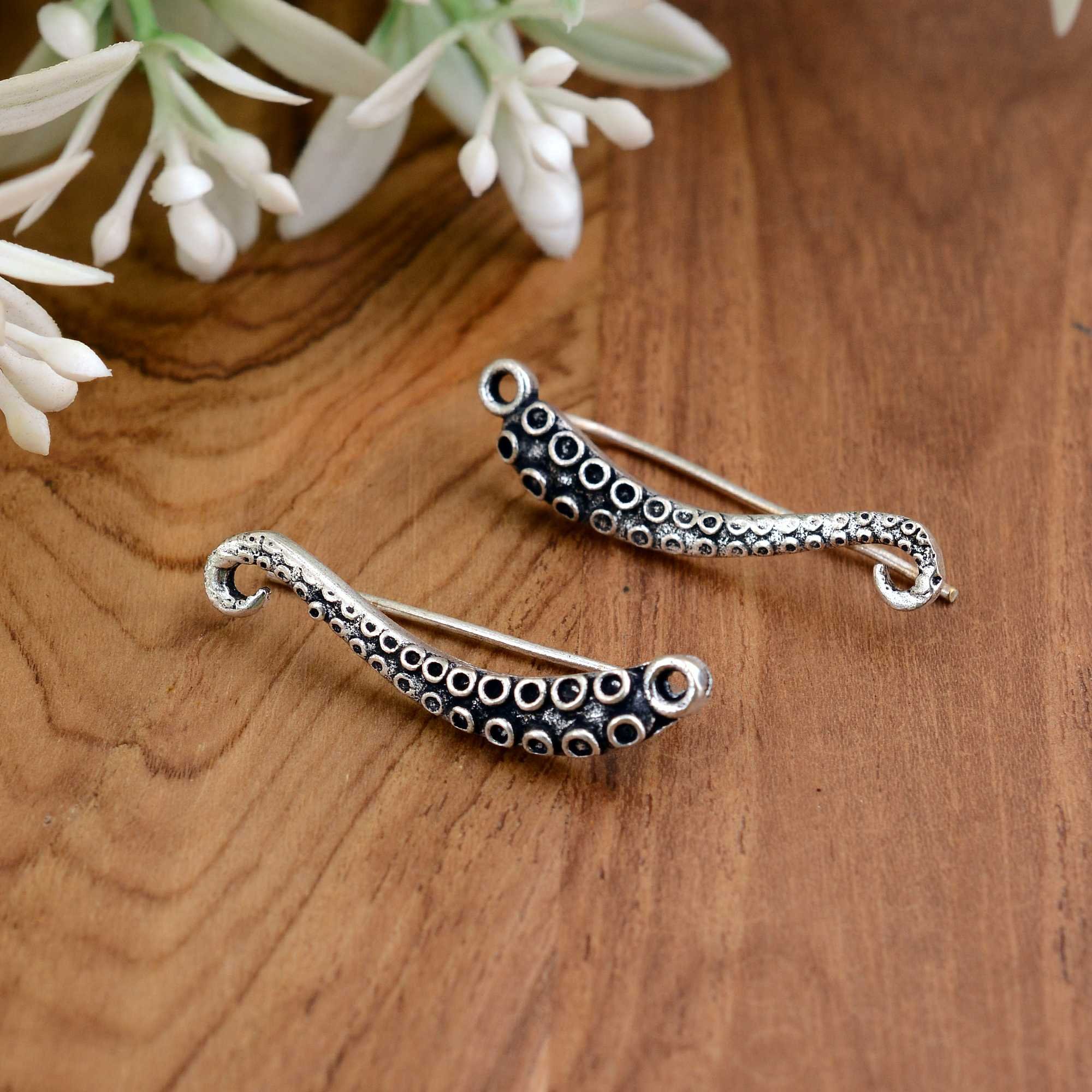 2024 New Vintage Silver Plated Women Ear Climber Earring Trendy Fashion Climber Earring Jewelry
