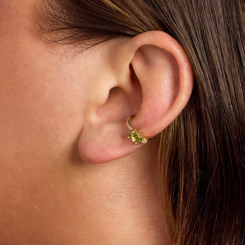 Gemnel fine jewellery ear cuff pear shape water drop 925 sterling silver cuffs peridot earring