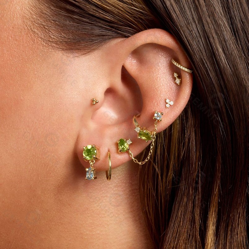 Gemnel fine jewellery ear cuff pear shape water drop 925 sterling silver cuffs peridot earring