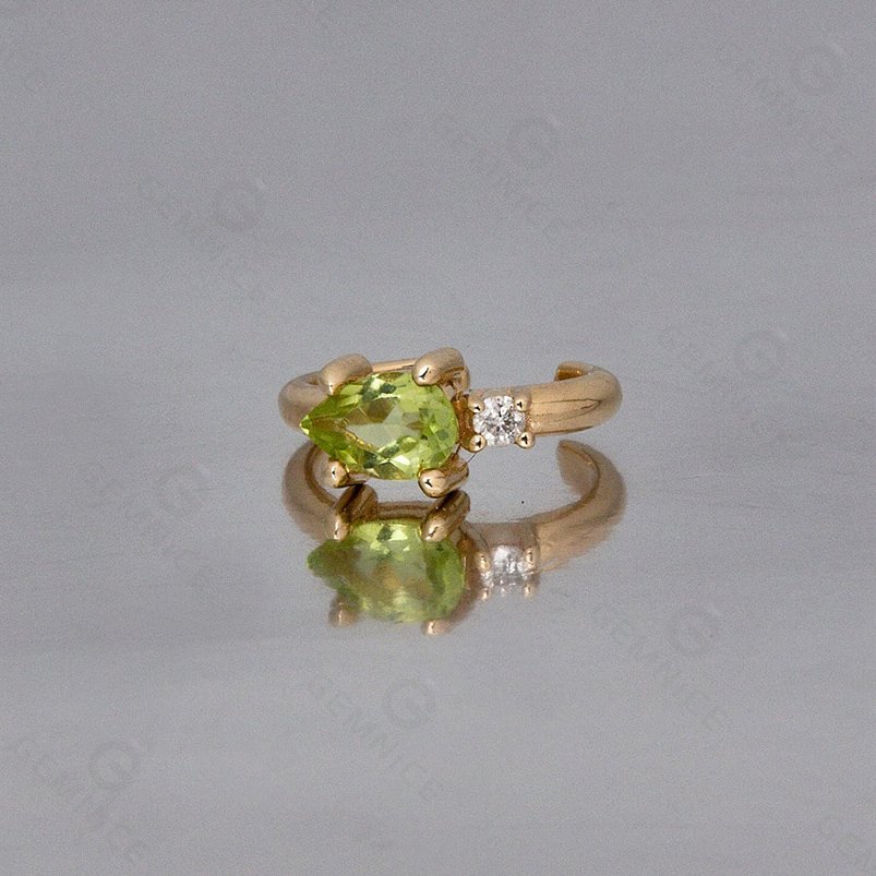 Gemnel fine jewellery ear cuff pear shape water drop 925 sterling silver cuffs peridot earring