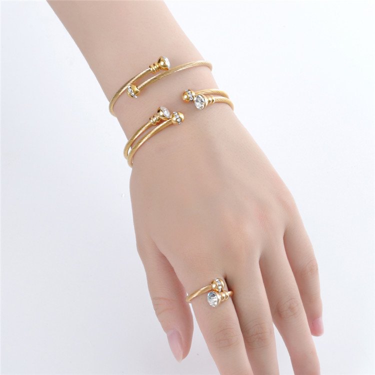 18k Gold Plated Luxury Stone Zirconia Fine Jewelry Ring Necklace Earrings Jewelry Sets For Woman
