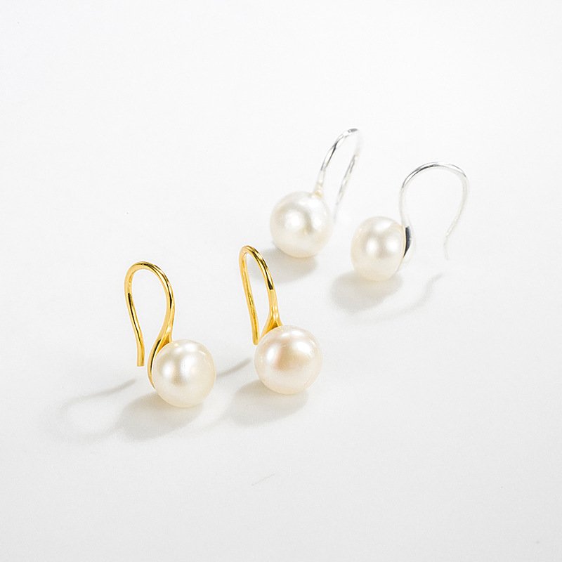 Laodun Hot Sales Baroque Pearl Earrings S925 Sterling Silver Minimalist Elegant Gold Plated Drop Cuff Earrings For Women