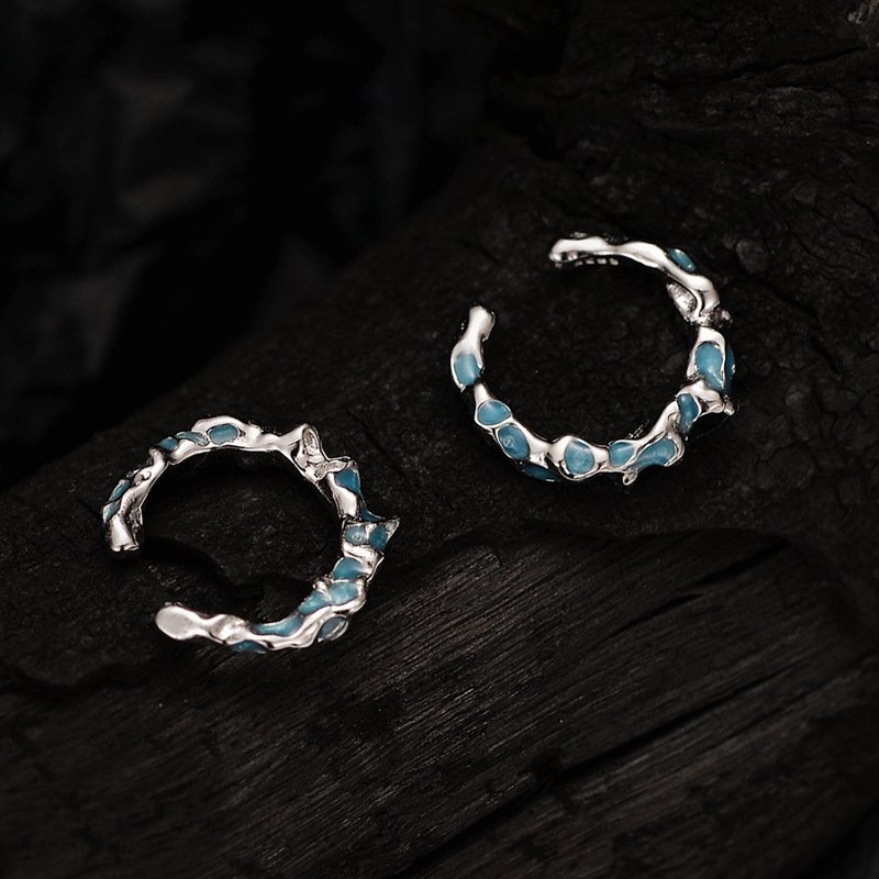 XIXI Fine Jewelry 925 Sterling Silver Ear Cuffs Earrings Designer Hiphop Blue Enamel Ear Cuffs For No Piercing Ears Jewelry 2023