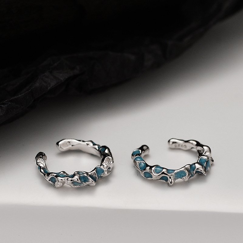 XIXI Fine Jewelry 925 Sterling Silver Ear Cuffs Earrings Designer Hiphop Blue Enamel Ear Cuffs For No Piercing Ears Jewelry 2023