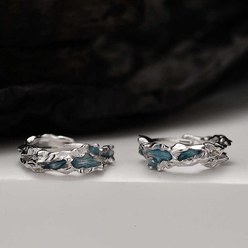XIXI Fine Jewelry 925 Sterling Silver Ear Cuffs Earrings Designer Hiphop Blue Enamel Ear Cuffs For No Piercing Ears Jewelry 2023