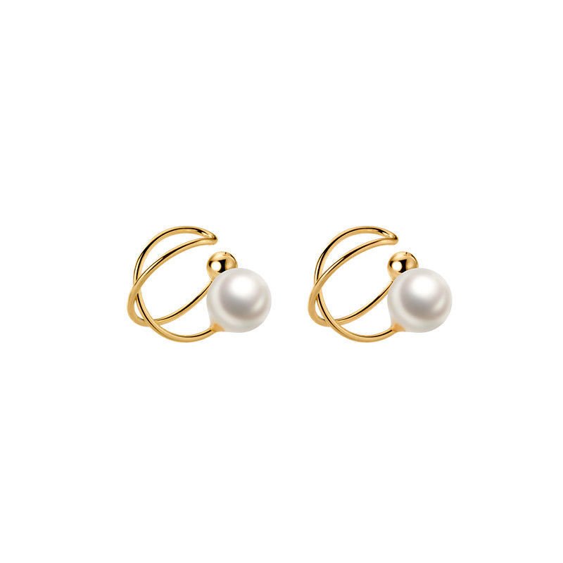 High Quality 925 Silver Dainty Wrap Earrings Ear Cuffs Women Minimal Clip On Earrings Double Pearls Tiny Clip Earrings Pearl Ear