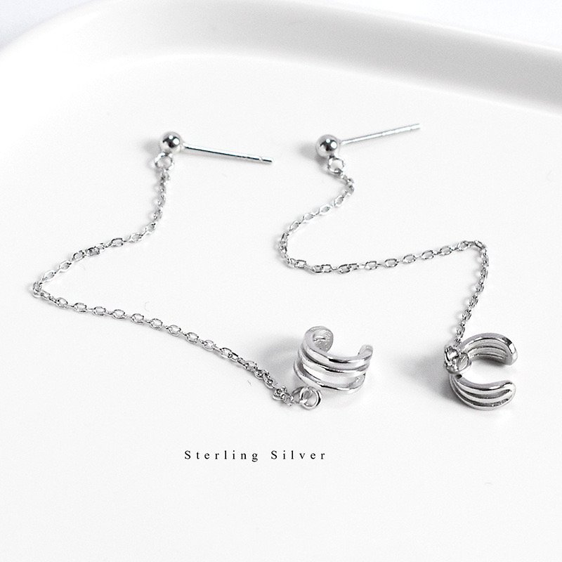 925 Sterling Silver Cuff Earrings Chain Ear bone clip for Women,Crawler Earrings Studs fine jewelry earrings