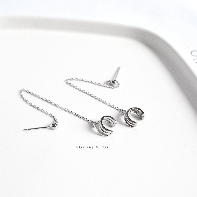 925 Sterling Silver Cuff Earrings Chain Ear bone clip for Women,Crawler Earrings Studs fine jewelry earrings