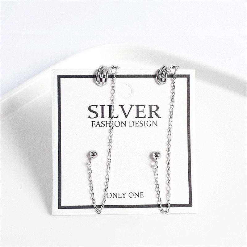 925 Sterling Silver Cuff Earrings Chain Ear bone clip for Women,Crawler Earrings Studs fine jewelry earrings