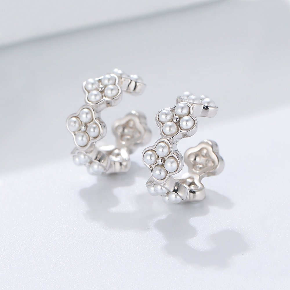 Fine Jewelry Ear Cuff Earrings 925 Silver Gift Shell Pearl Dainty Elegant for Woman 2024 jewelry Trendy Bubble Wrap+opp Bag
