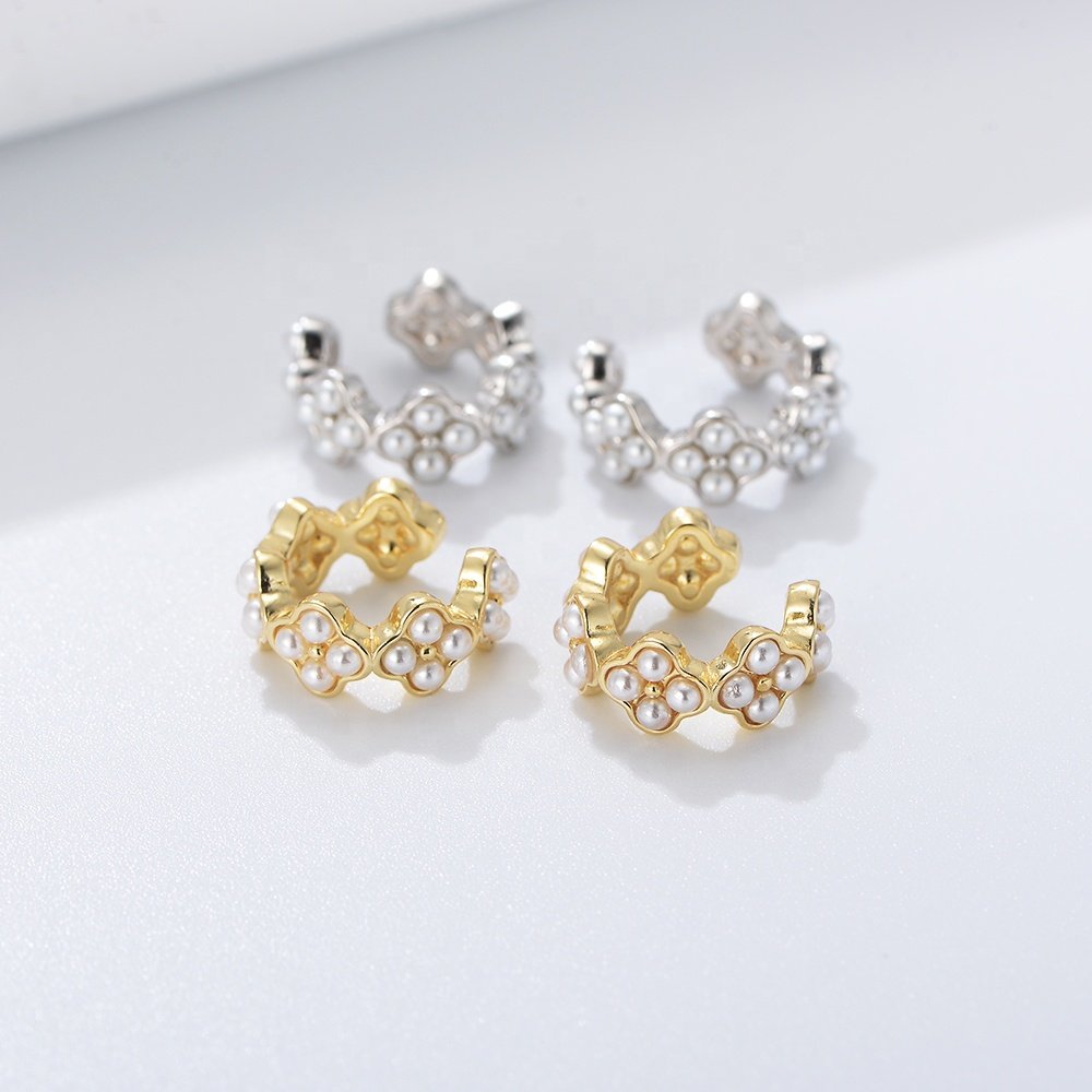 Fine Jewelry Ear Cuff Earrings 925 Silver Gift Shell Pearl Dainty Elegant for Woman 2024 jewelry Trendy Bubble Wrap+opp Bag