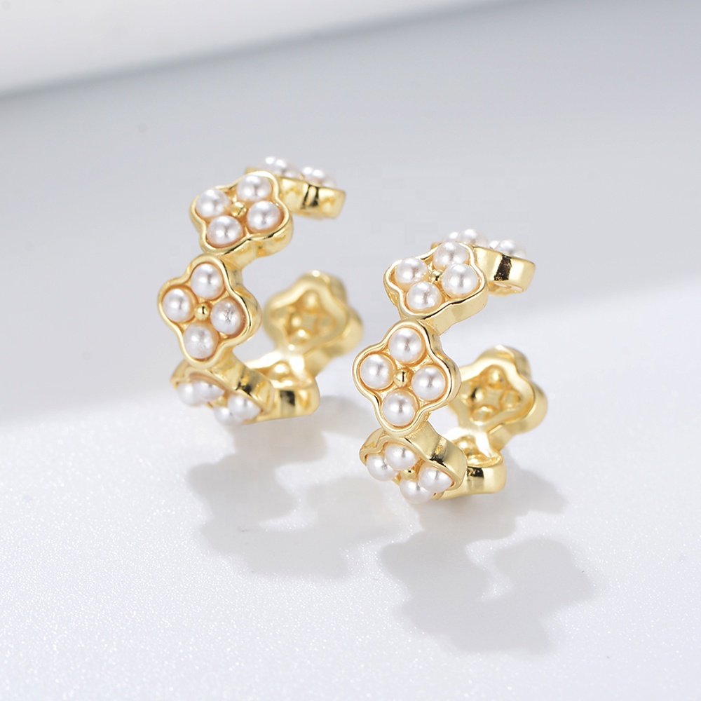 Fine Jewelry Ear Cuff Earrings 925 Silver Gift Shell Pearl Dainty Elegant for Woman 2024 jewelry Trendy Bubble Wrap+opp Bag