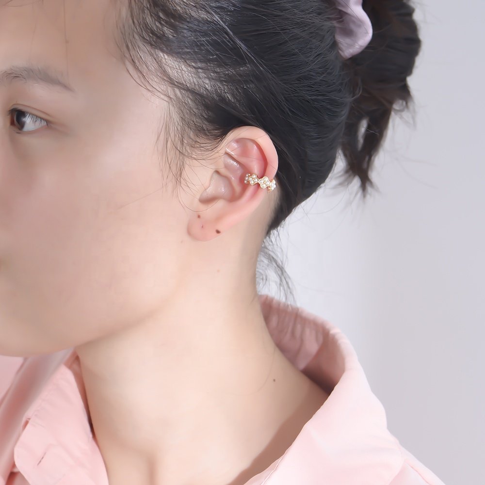 Fine Jewelry Ear Cuff Earrings 925 Silver Gift Shell Pearl Dainty Elegant for Woman 2024 jewelry Trendy Bubble Wrap+opp Bag