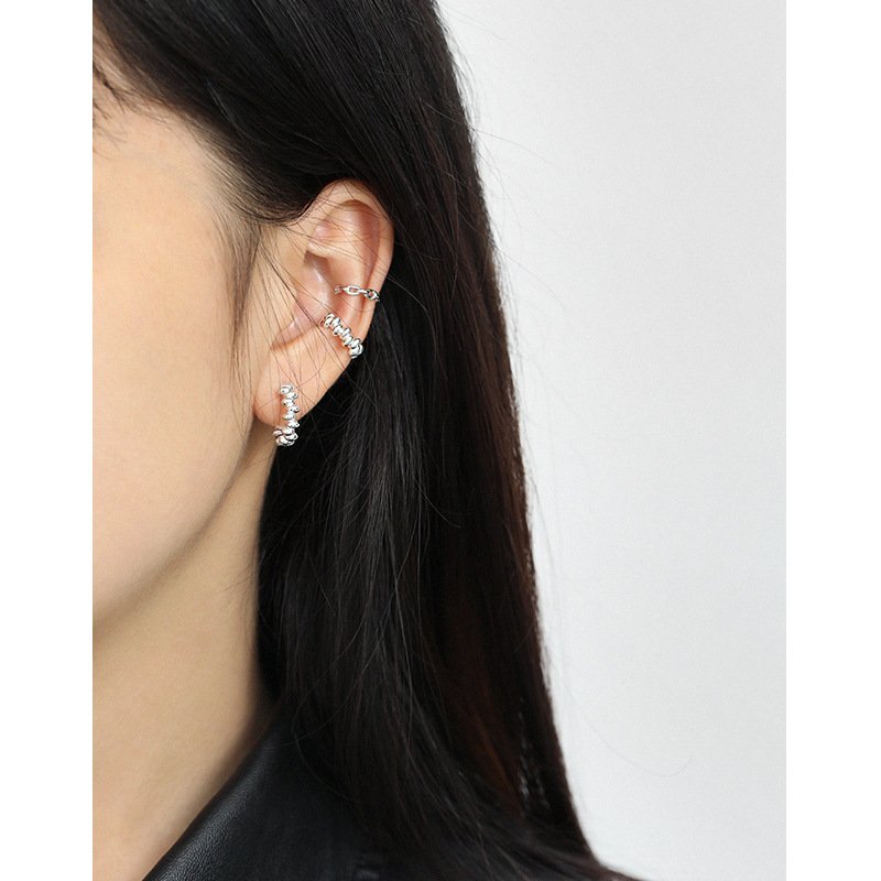 High Quality fine cuff earrings 925 Sterling Silver Gold Plated bead shape Jewelry Earrings Cuff for Women
