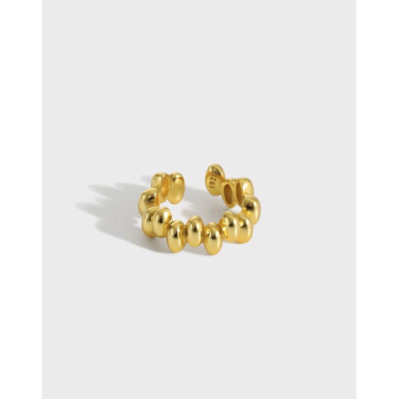 High Quality fine cuff earrings 925 Sterling Silver Gold Plated bead shape Jewelry Earrings Cuff for Women