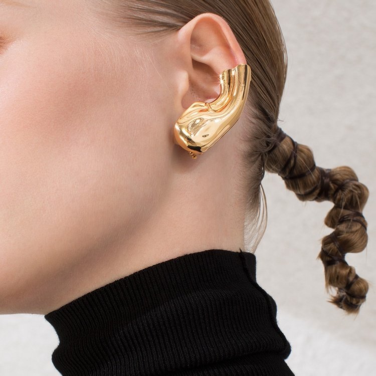 Latest High Quality 18K Gold Plated Brass Jewelry Earlobe Clip-on Accessories Earrings E191121