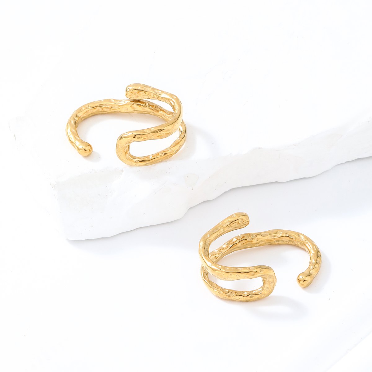 Custom Stainless Steel Hammered Artistic Cuff Earring Women Non Pierced Earring Hammered Irregular Clip On Earring