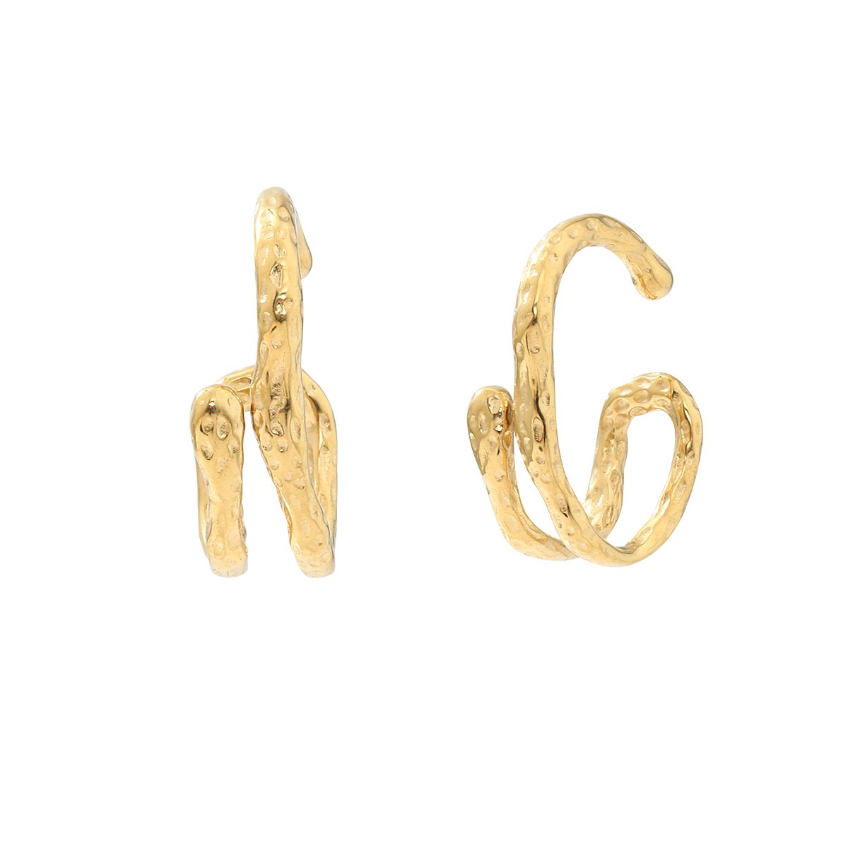 Custom Stainless Steel Hammered Artistic Cuff Earring Women Non Pierced Earring Hammered Irregular Clip On Earring