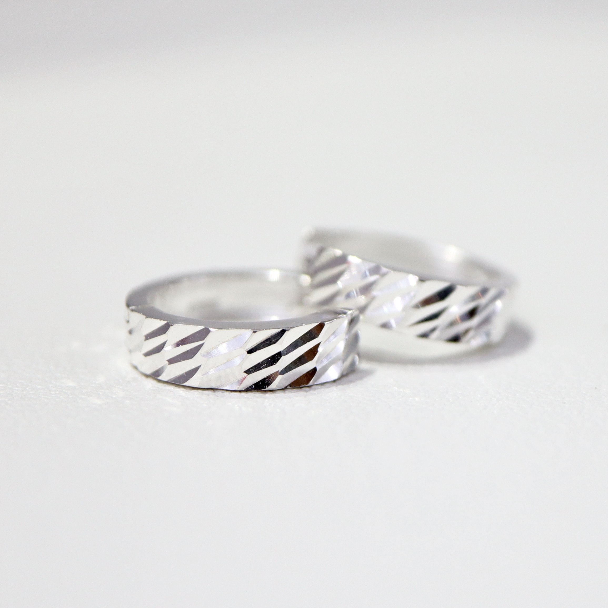 Custom Rhodium Plated Cuff Earrings Classic Carved Huggie Hoop Earrings 925 Sterling Silver Earrings Women