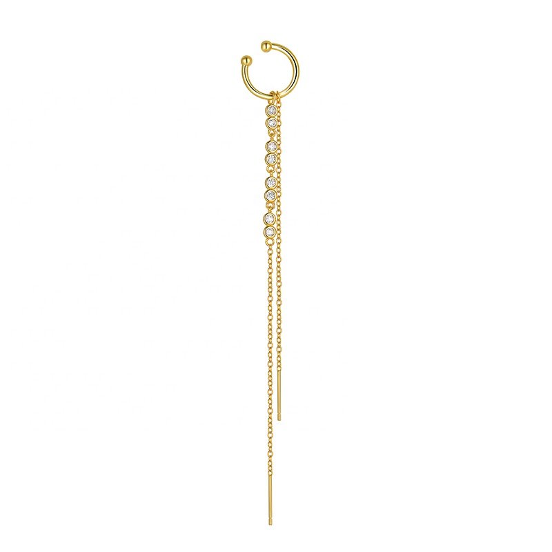 925 Sterling Silver Vintage Tassel Chain Clip Cuff Earrings For Women 18 Gold Plate Earrings Hip Hop Jewelry Fine Jewelry