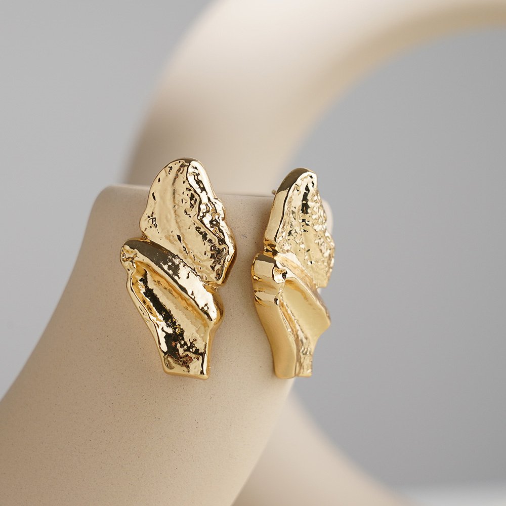 Classic Vintage Fashion Irregular Crumpled Stud Earrings For Women Statement Zinc Alloy Jewelry aretes y accesori por mayor