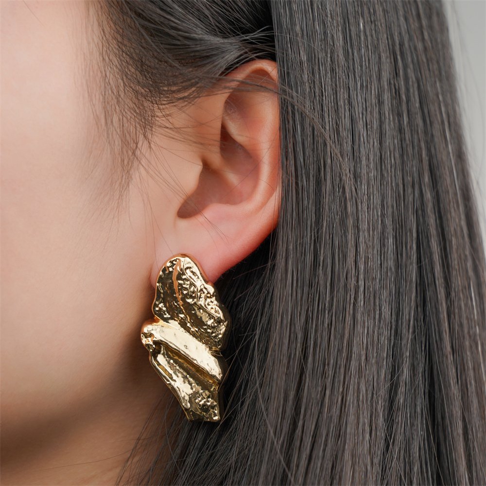 Classic Vintage Fashion Irregular Crumpled Stud Earrings For Women Statement Zinc Alloy Jewelry aretes y accesori por mayor