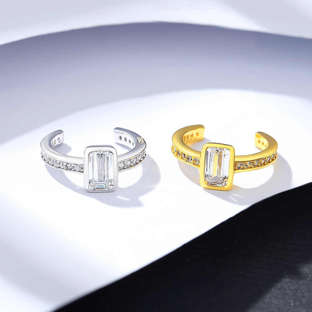 LUOTEEMI Small Earing Woman Silver Clip Geometric Zircon Ear Cuff Minimalist Sterling Gold Plated Earring
