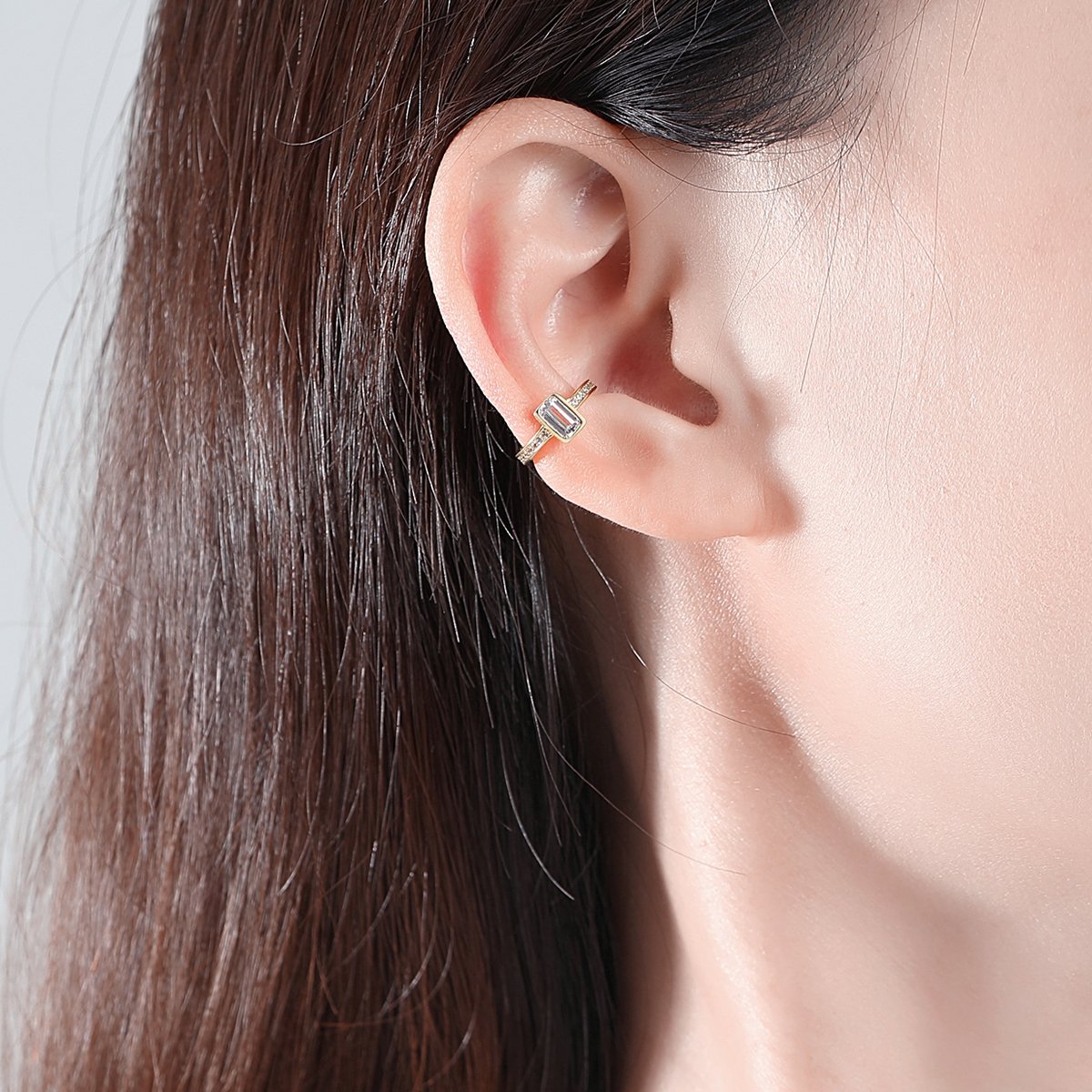 LUOTEEMI Small Earing Woman Silver Clip Geometric Zircon Ear Cuff Minimalist Sterling Gold Plated Earring