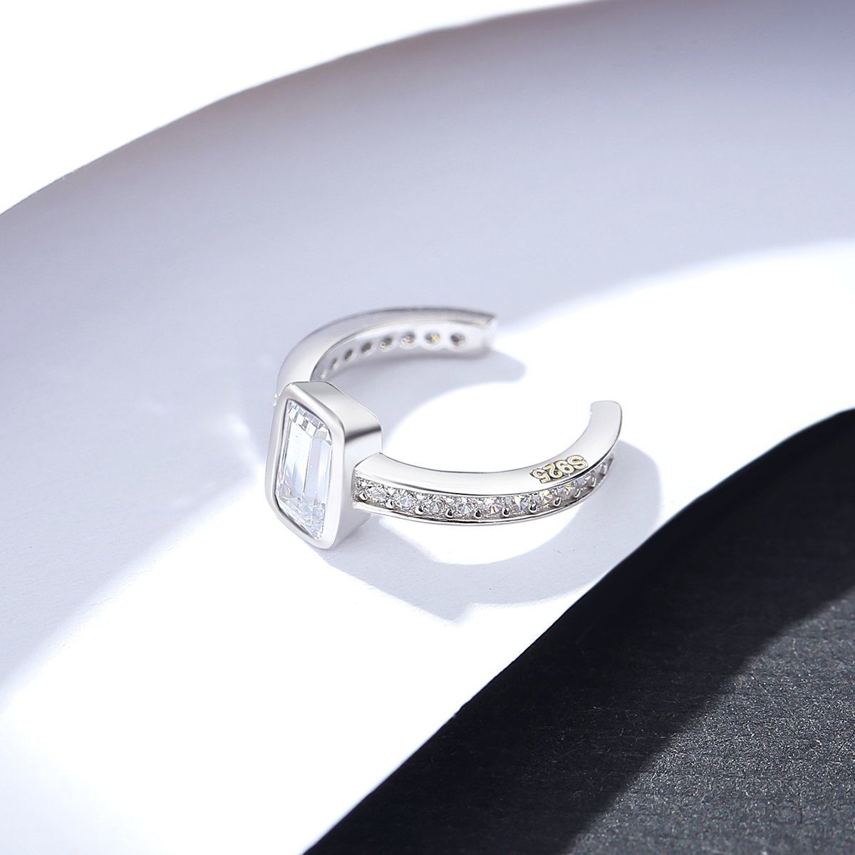 LUOTEEMI Small Earing Woman Silver Clip Geometric Zircon Ear Cuff Minimalist Sterling Gold Plated Earring