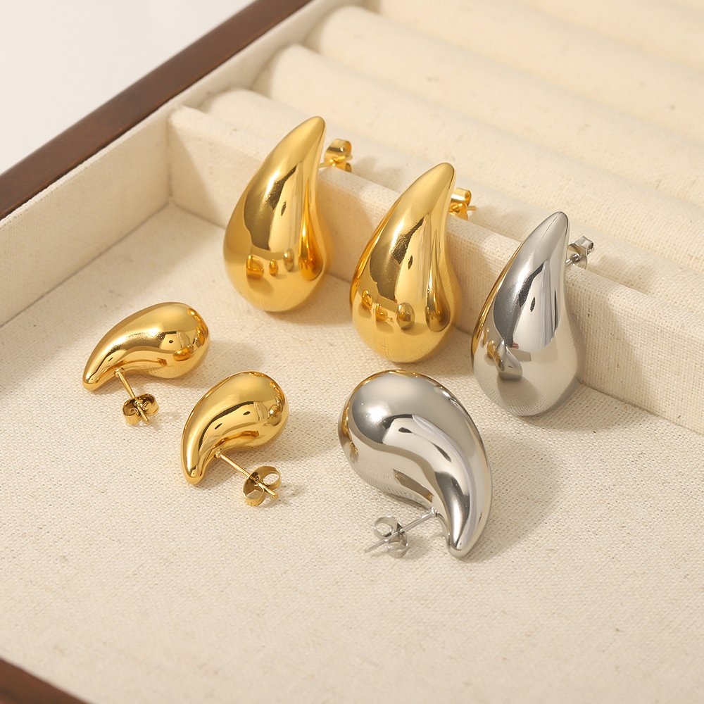 2023 New Arrival Best Selling Stainless Steel Jewelry 18k High Polished Oversized Waterdrop Stud teardrop earrings