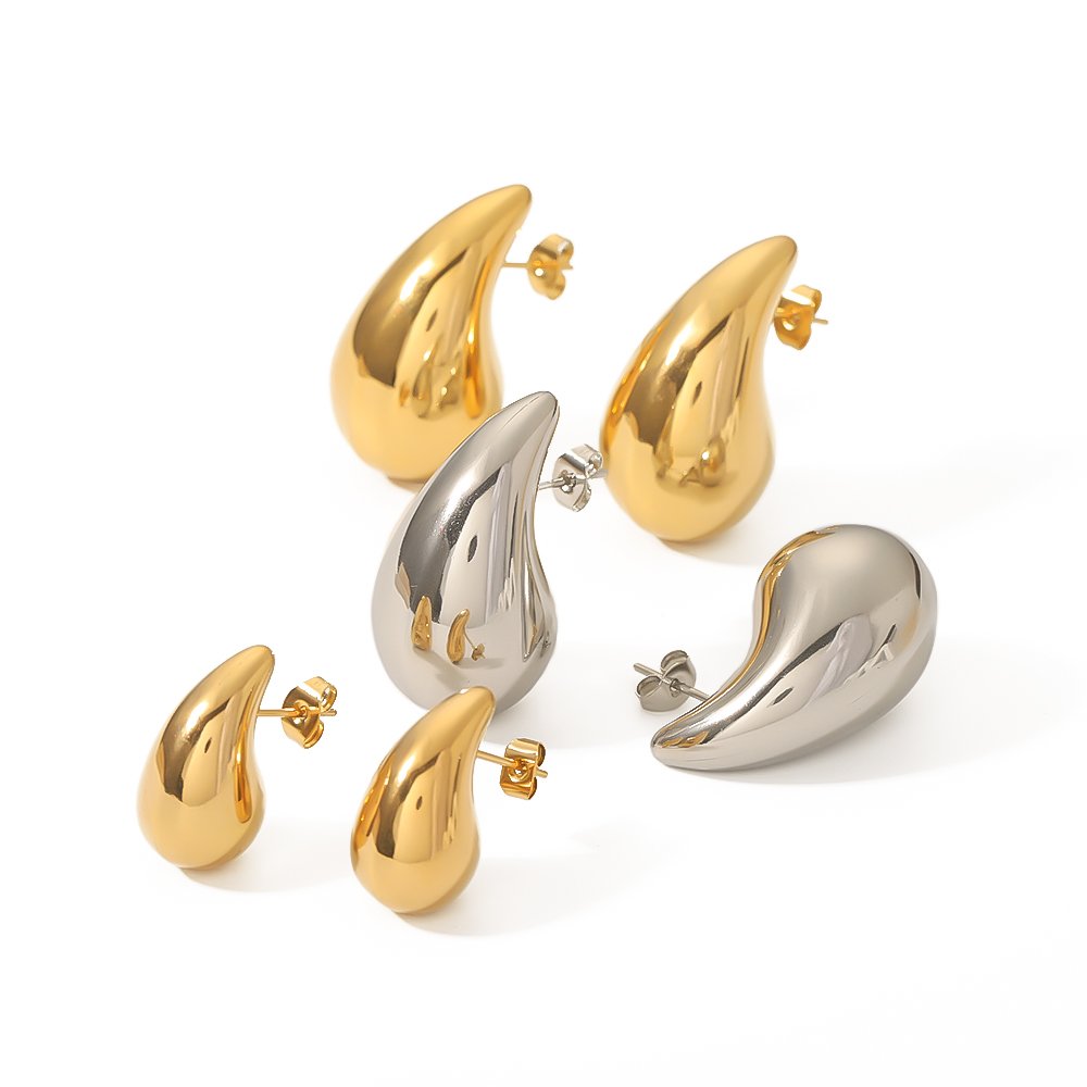 2023 New Arrival Best Selling Stainless Steel Jewelry 18k High Polished Oversized Waterdrop Stud teardrop earrings
