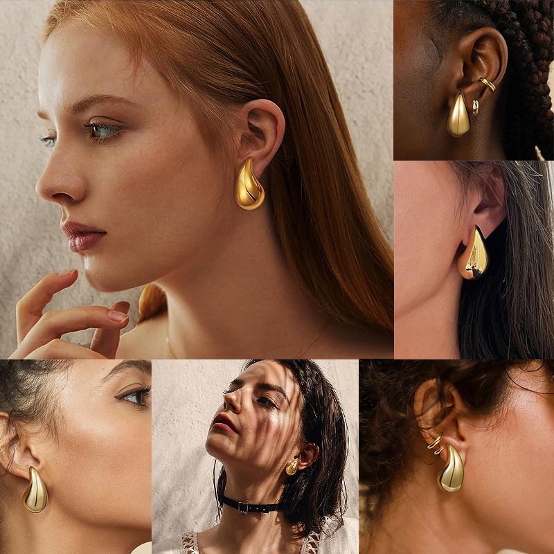 2023 New Arrival Best Selling Stainless Steel Jewelry 18k High Polished Oversized Waterdrop Stud teardrop earrings