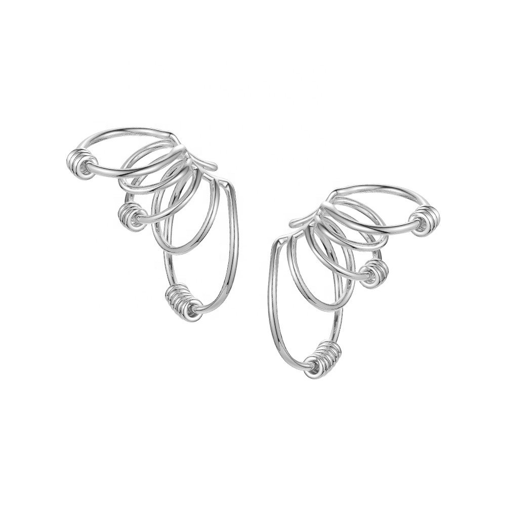 Multi-loop Lines Design No Ear Hole Ear Bone Clip Ear Clip Earrings Fashion 18K Gold Plated Brass Jewelry E201174S