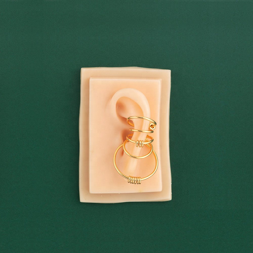 Multi-loop Lines Design No Ear Hole Ear Bone Clip Ear Clip Earrings Fashion 18K Gold Plated Brass Jewelry E201174S