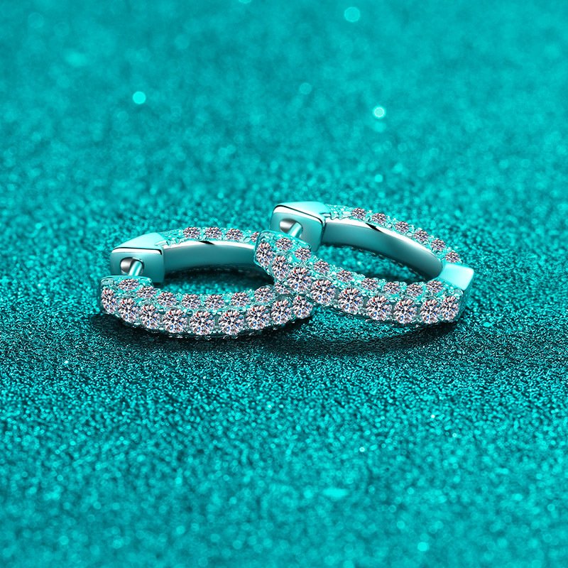 Luxury Fine Jewelry Lab Grown Diamond Earrings S925 Sterling Silver Through Diamond Tester Moissanite Full Pave Earrings Women