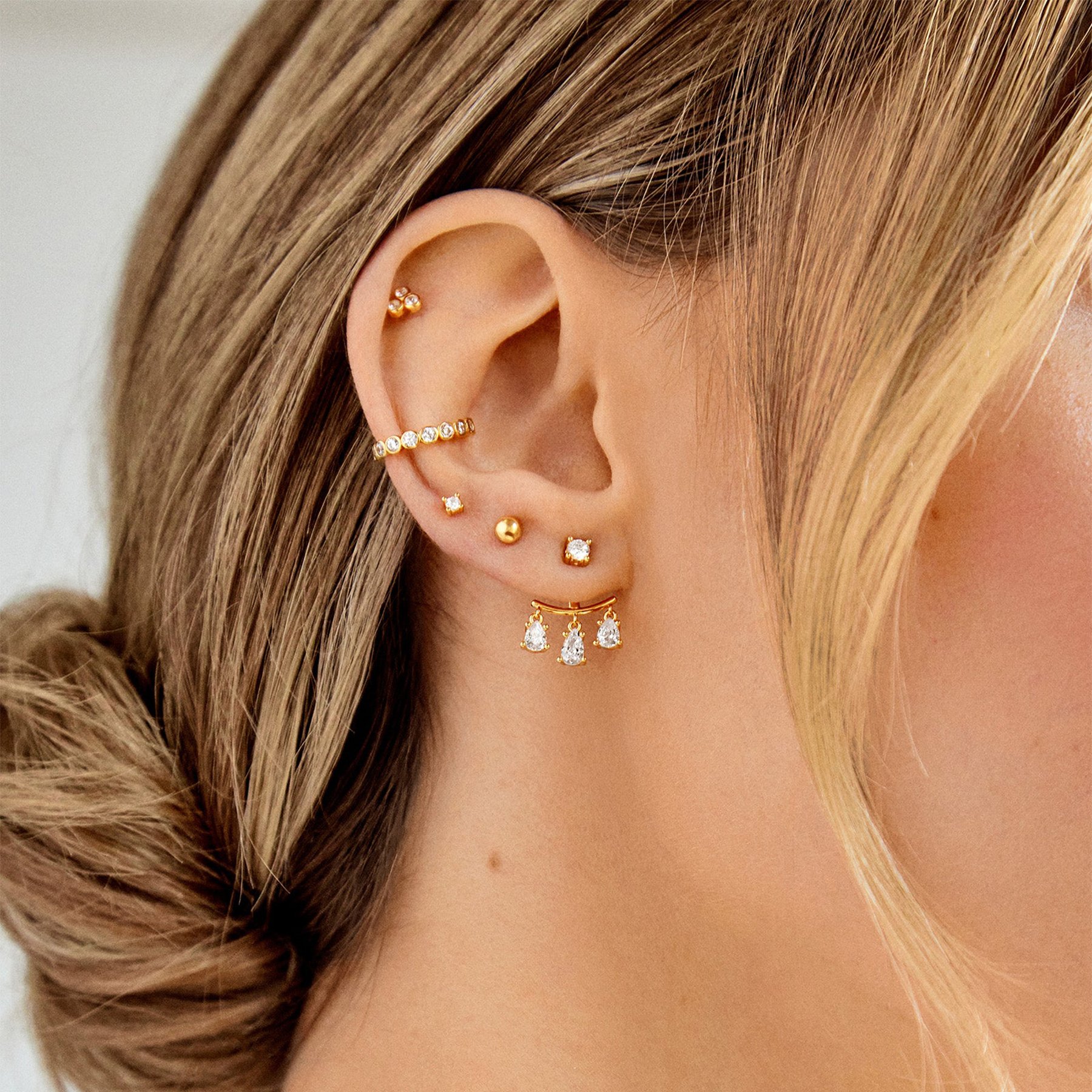 Stylish high quality sterling silver 925 earring diamond ear cuff gold earrings women