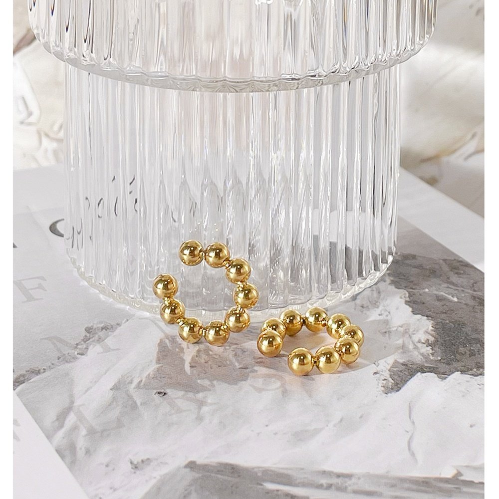 Small Steel Ball Ear Clips Accessories No Pierced Ear Earrings 18K Gold Plated Stainless Steel Jewelry For Women Gift E211302
