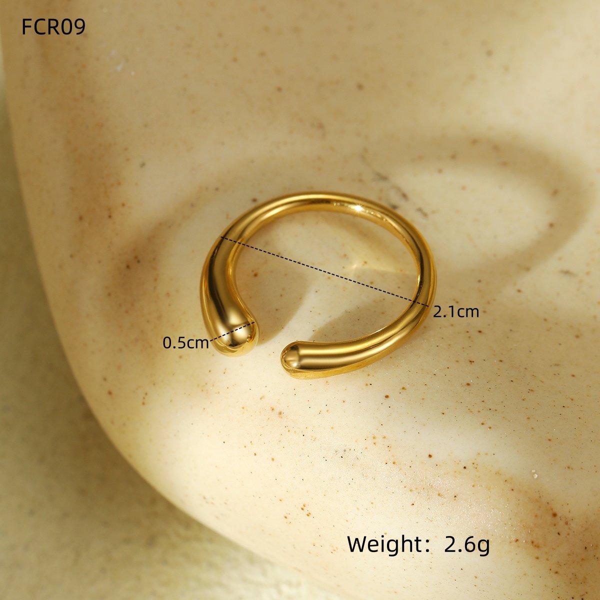 Stainless Steel Jewelry Sets Irregular Geometric Open Cuff Bangle & Ring & Earring Set 18K Gold Plated Water Drop Earrings