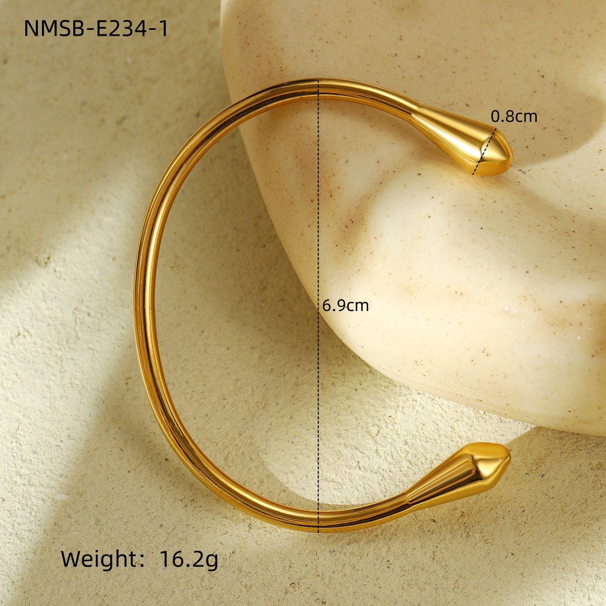 Stainless Steel Jewelry Sets Irregular Geometric Open Cuff Bangle & Ring & Earring Set 18K Gold Plated Water Drop Earrings