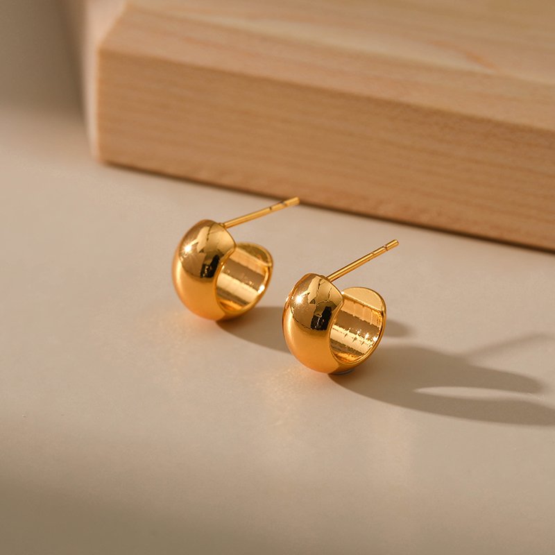 High Quality Fine Jewelry 18K Gold Filled Cuff Earring Minimalist Type C Open Hoops Delicate Hypoallergenic Ear Stud for Women