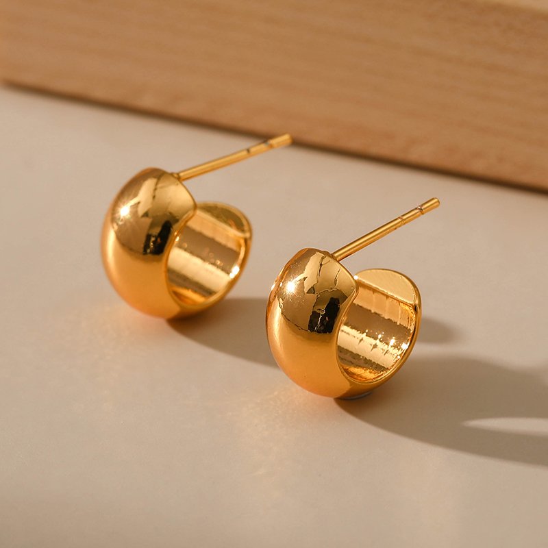 High Quality Fine Jewelry 18K Gold Filled Cuff Earring Minimalist Type C Open Hoops Delicate Hypoallergenic Ear Stud for Women