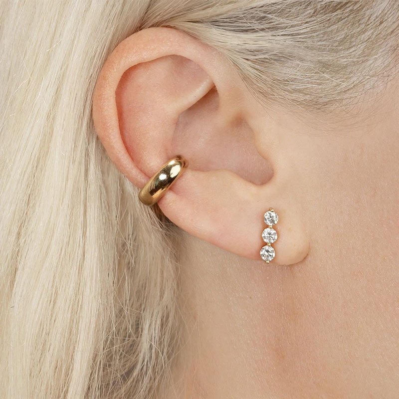 Women's Ear Cuffs Cubic Zirconia 925 Sterling Silver Gold Plated Jewelry Ear Cuff Earrings