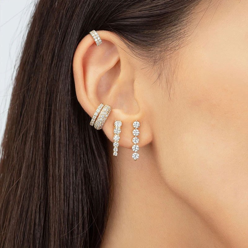 Women's Ear Cuffs Cubic Zirconia 925 Sterling Silver Gold Plated Jewelry Ear Cuff Earrings