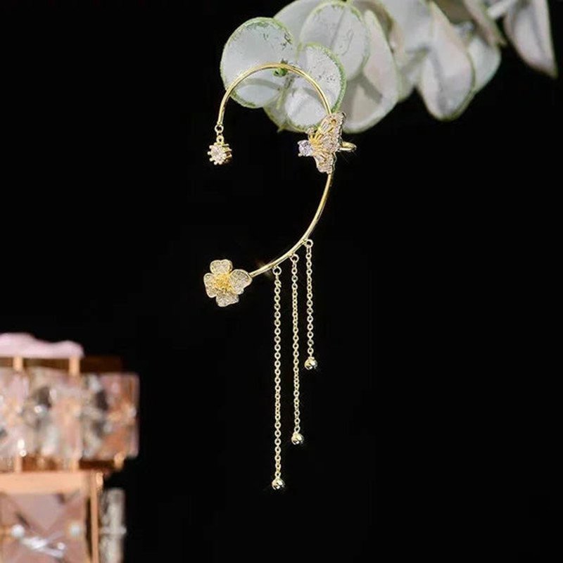 Tassel Ear Clip Style Temperament Earrings Butterfly Ear Clip Earrings Hot Selling Long Pearl Bling Crystal Korea Women 360 Pcs