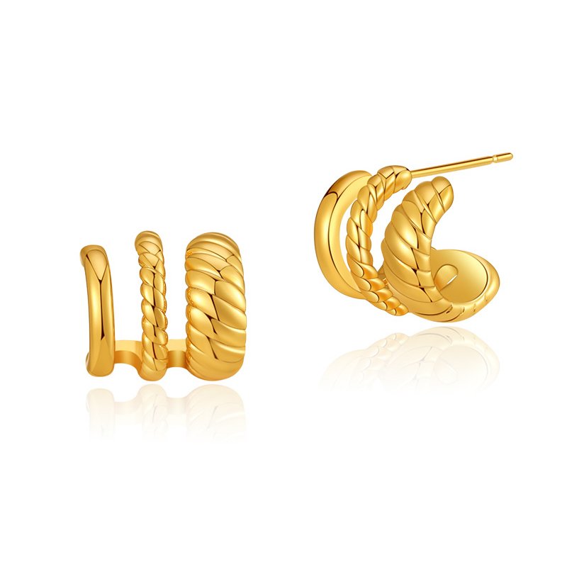 European and American Fashion C-shaped Design Cuff Earrings Women's Personality Multi-layer Irregular Stud Earrings