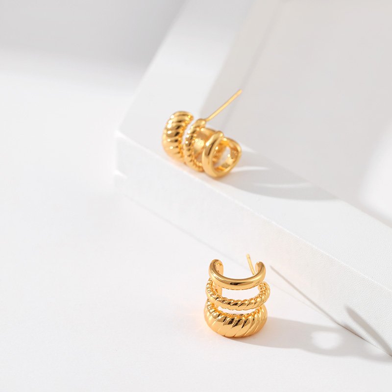European and American Fashion C-shaped Design Cuff Earrings Women's Personality Multi-layer Irregular Stud Earrings