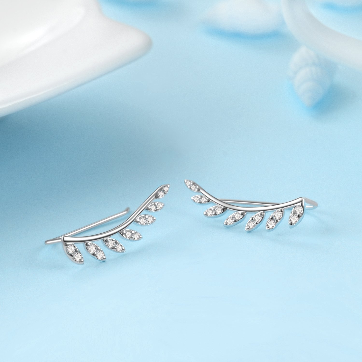 New Design 925 Sterling Silver Ear Cuff Leaf Crawler Climber and Threader Earrings