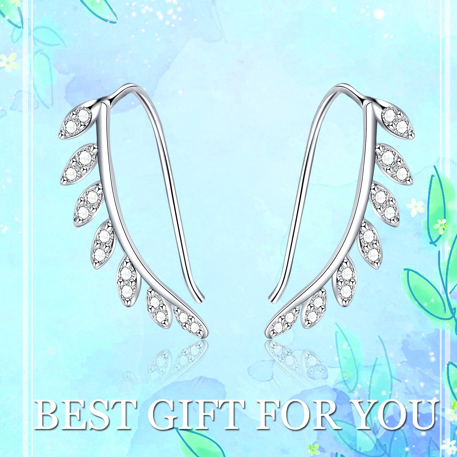 New Design 925 Sterling Silver Ear Cuff Leaf Crawler Climber and Threader Earrings