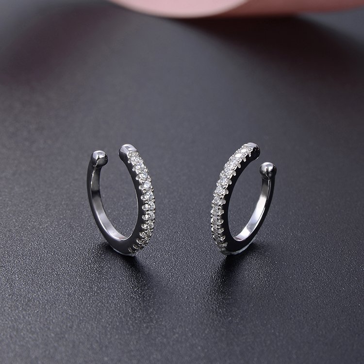 925 Sterling Silver Ear Cuff Earrings Fine Jewelry in Rhodium/Gold/Rose Gold