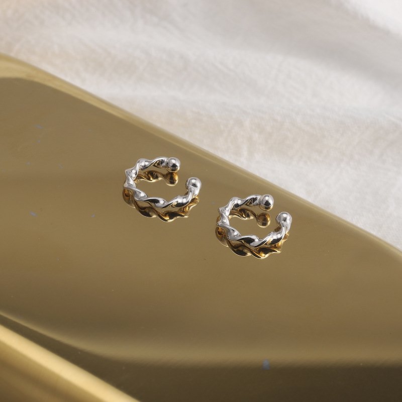 Sterling Silver 925 Jewellery Gold Plated Simple Ear Cuff Fine Jewelry Gold Filled 925 Sterling Silver Earrings For Women